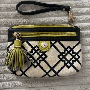 Spartina 449 Black and Cream Geometric Wristlet